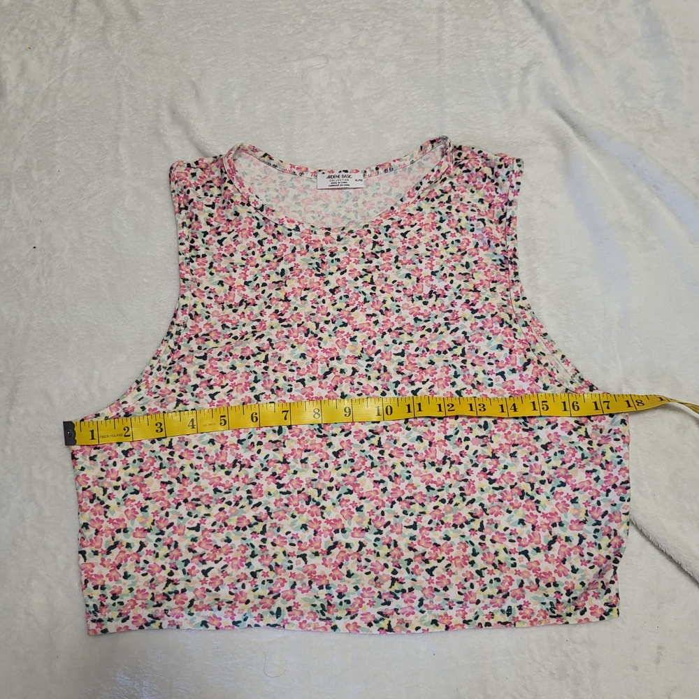 Ardene Floral Sleeveless Crop Top – Pink & Green Micro Flower Print, XL (Fit M) - Picture 4 of 9